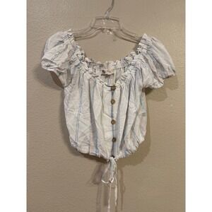 Olive & Grey Women Striped Off Shoulder Crop Top Pastel B8304 Large